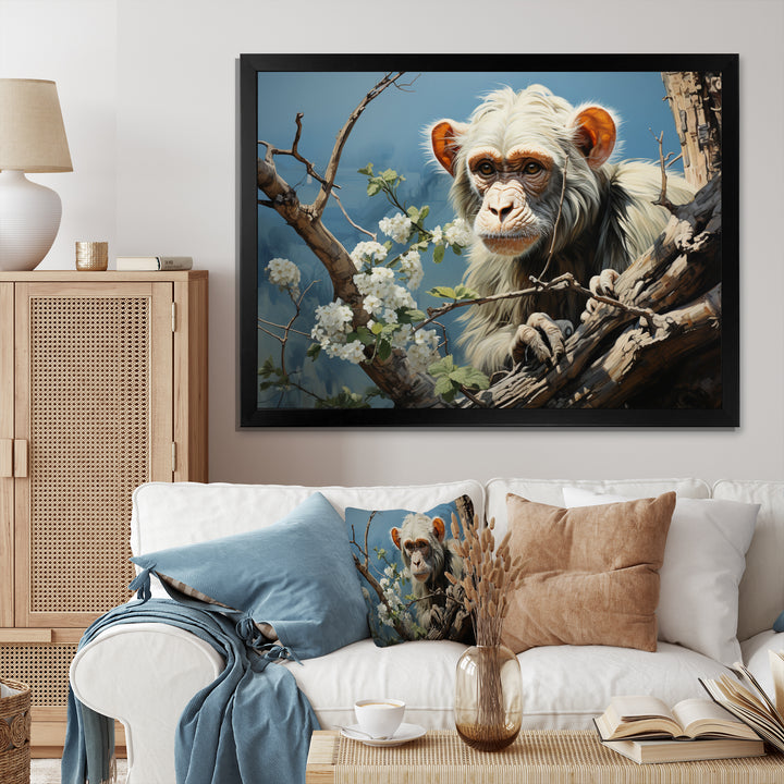 Grey Brown Monkey Mischievous Monkey Pastoral - Monkey Bedroom Wall Art