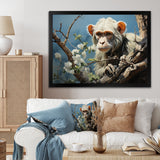 Grey Brown Monkey Mischievous Monkey Pastoral - Monkey Bedroom Wall Art