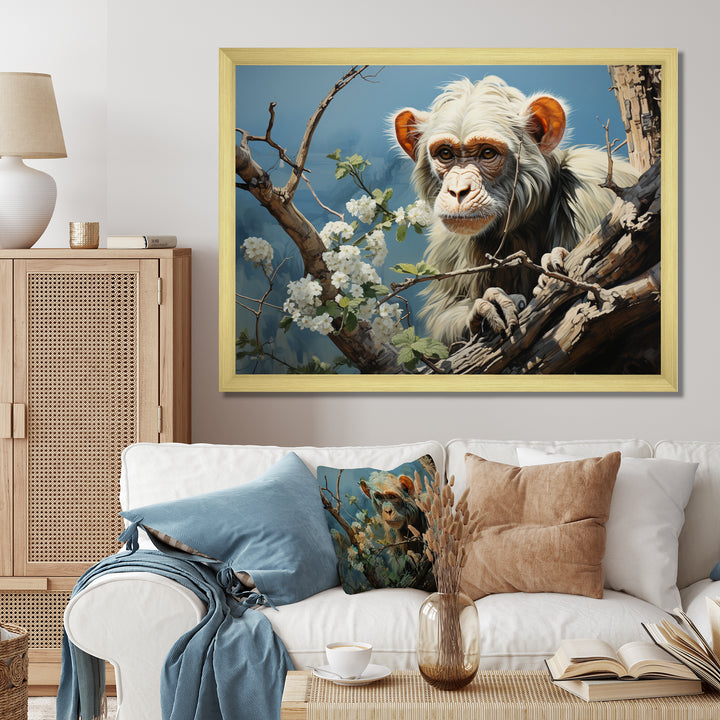 Grey Brown Monkey Mischievous Monkey Pastoral - Monkey Bedroom Wall Art