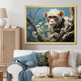 Grey Brown Monkey Mischievous Monkey Pastoral - Monkey Bedroom Wall Art