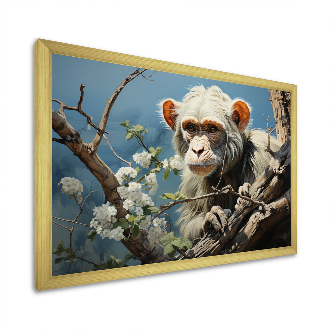 Grey Brown Monkey Mischievous Monkey Pastoral - Monkey Bedroom Wall Art