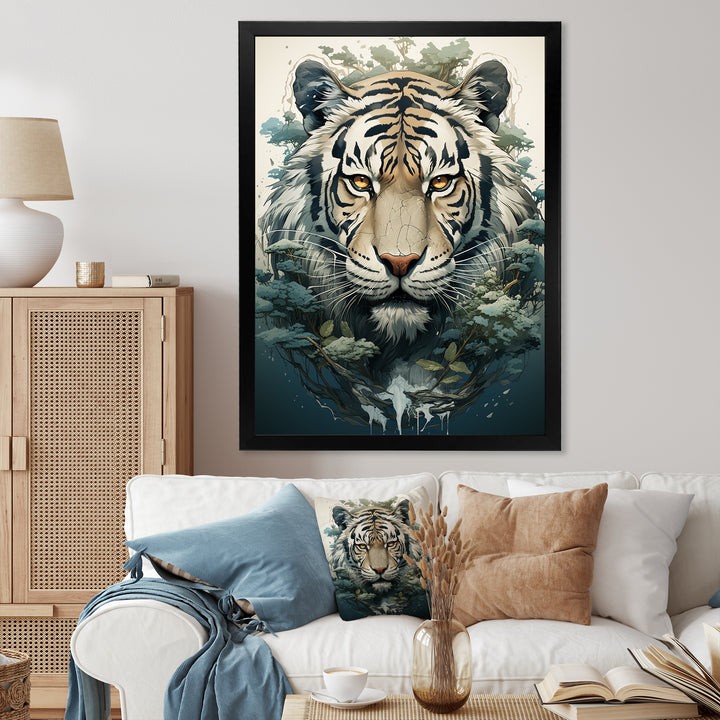 Monochrome Tiger Vector - Tiger Canvas Wall Art
