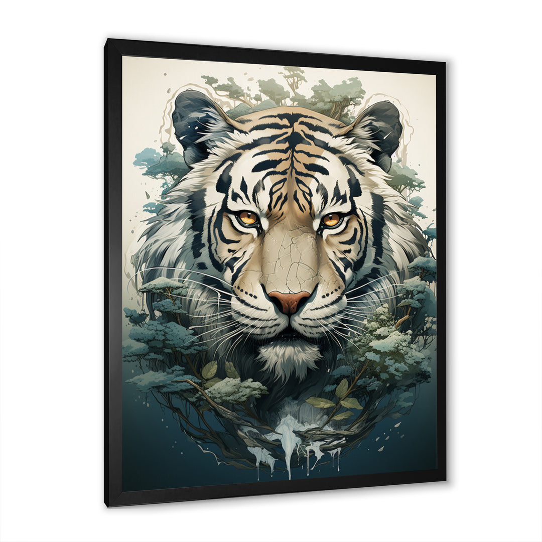 Monochrome Tiger Vector - Tiger Canvas Wall Art