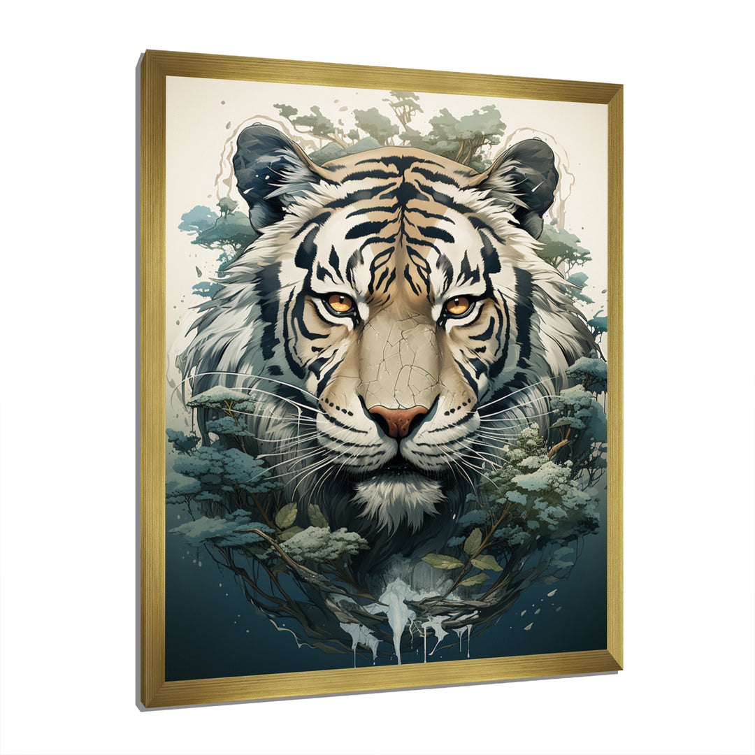 Monochrome Tiger Vector - Tiger Canvas Wall Art