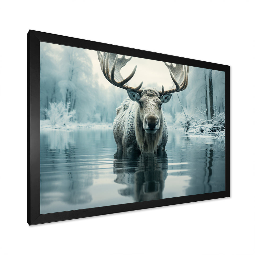 Blue Moose Arctic Reflection - Moose Canvas Wall Art