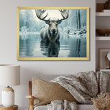 Blue Moose Arctic Reflection - Moose Canvas Wall Art