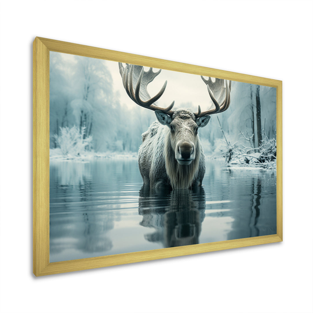 Blue Moose Arctic Reflection - Moose Canvas Wall Art