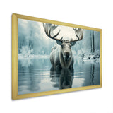 Blue Moose Arctic Reflection - Moose Canvas Wall Art