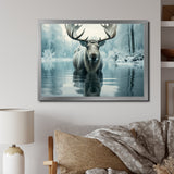 Blue Moose Arctic Reflection - Moose Canvas Wall Art