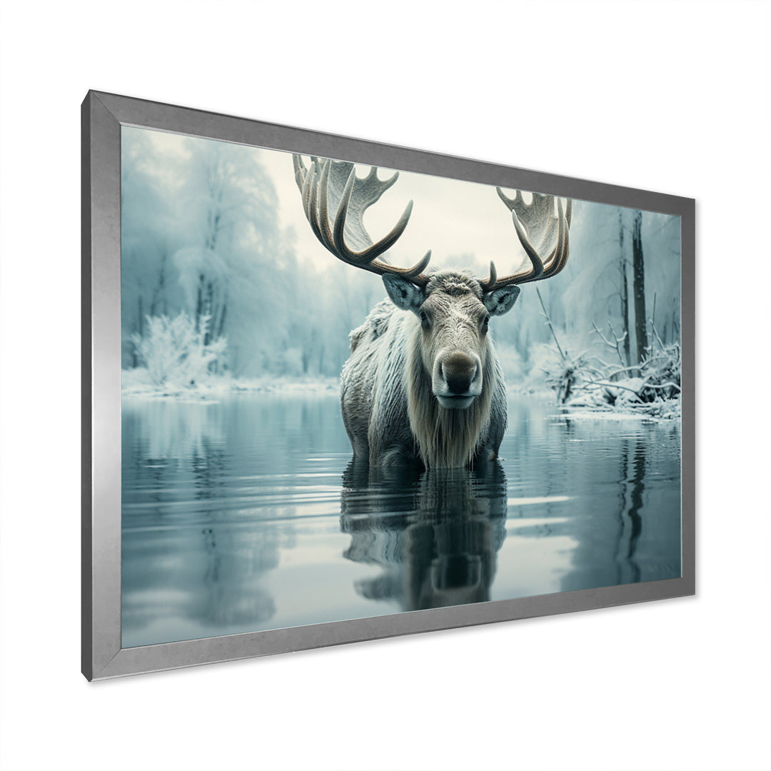 Blue Moose Arctic Reflection - Moose Canvas Wall Art
