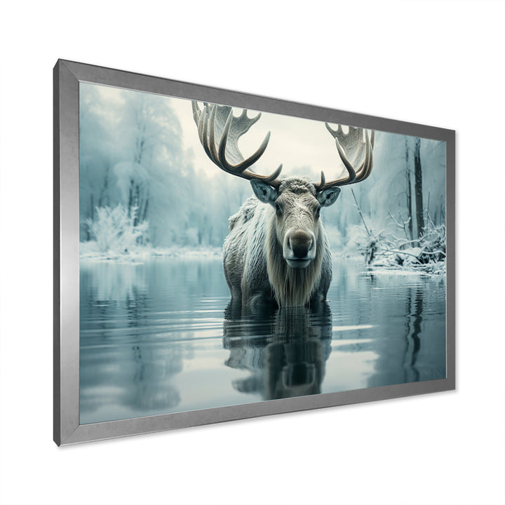 Blue Moose Arctic Reflection - Moose Canvas Wall Art