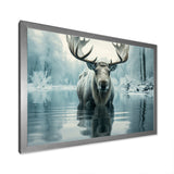 Blue Moose Arctic Reflection - Moose Canvas Wall Art