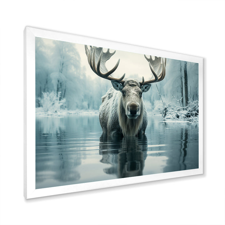 Blue Moose Arctic Reflection - Moose Canvas Wall Art