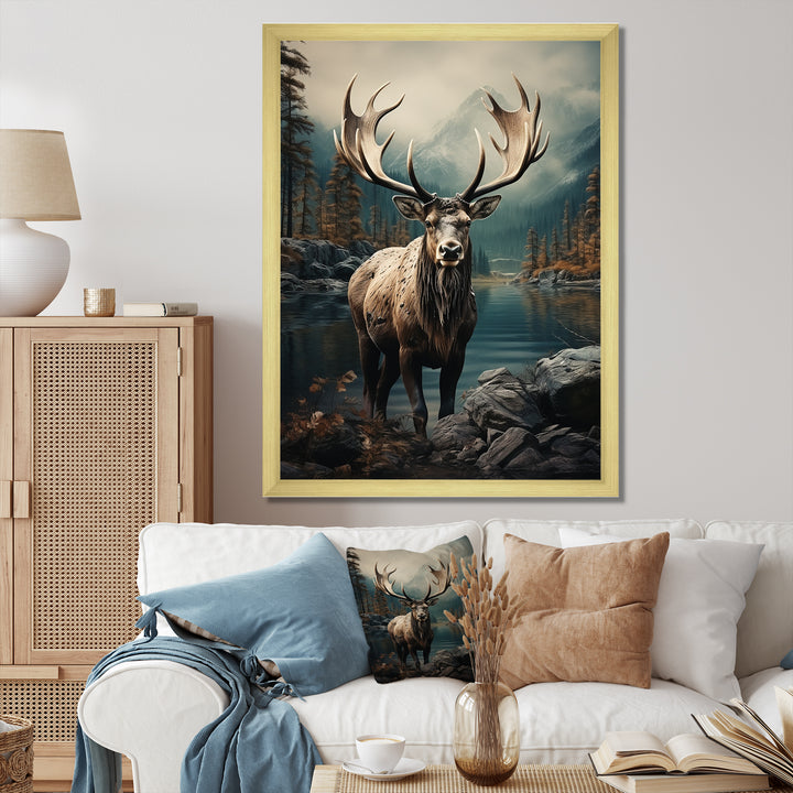Grey Moose Coastal Wanderer - Moose Wall Art Prints