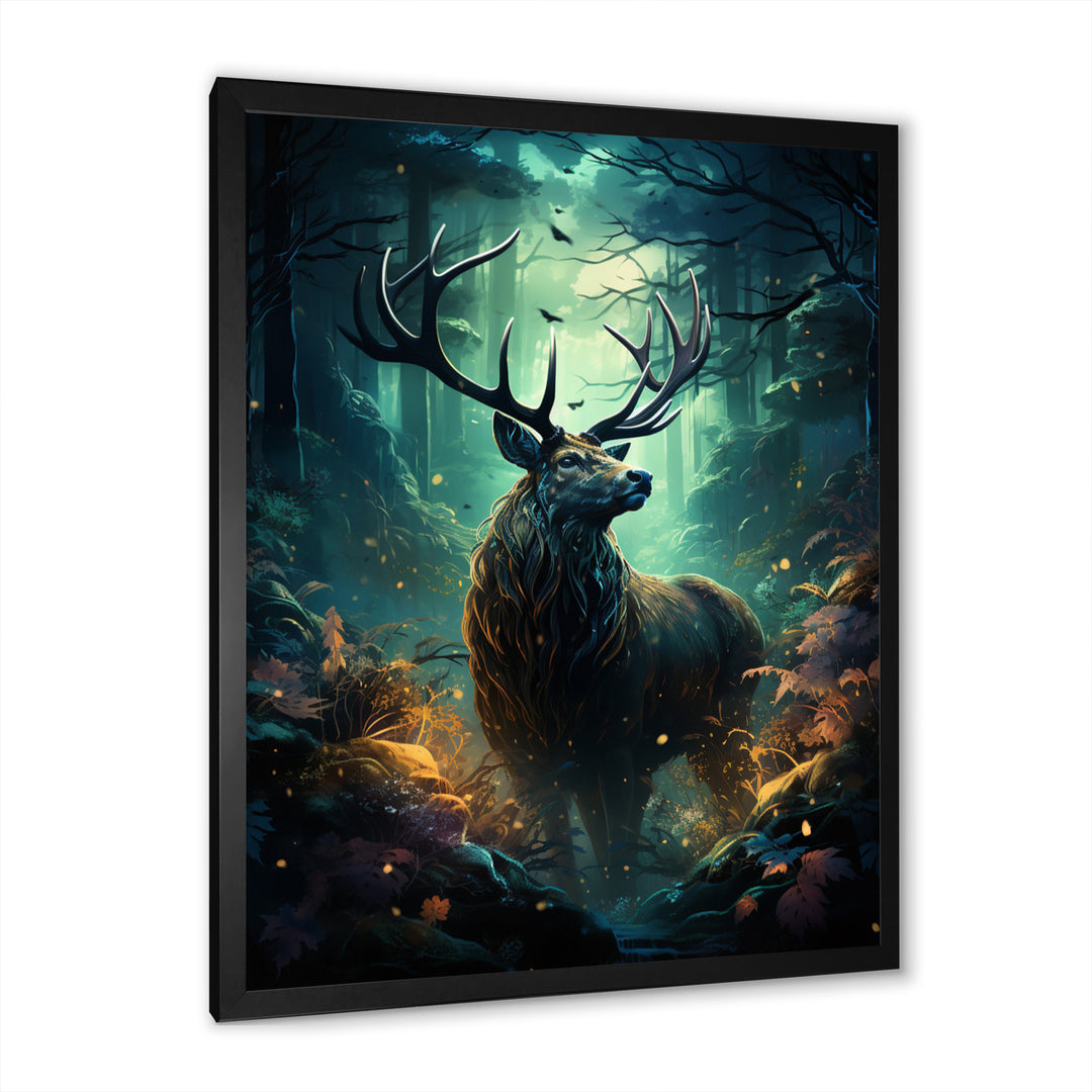 Green Moose Enchanted Forest - Green Moose Wall Art