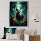 Green Moose Enchanted Forest - Green Moose Wall Art