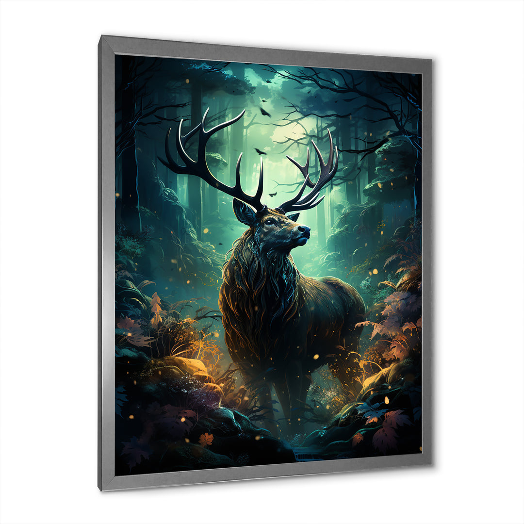 Green Moose Enchanted Forest - Green Moose Wall Art