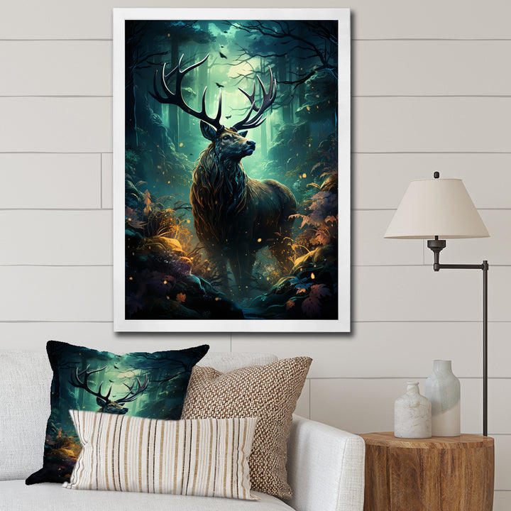 Green Moose Enchanted Forest - Green Moose Wall Art