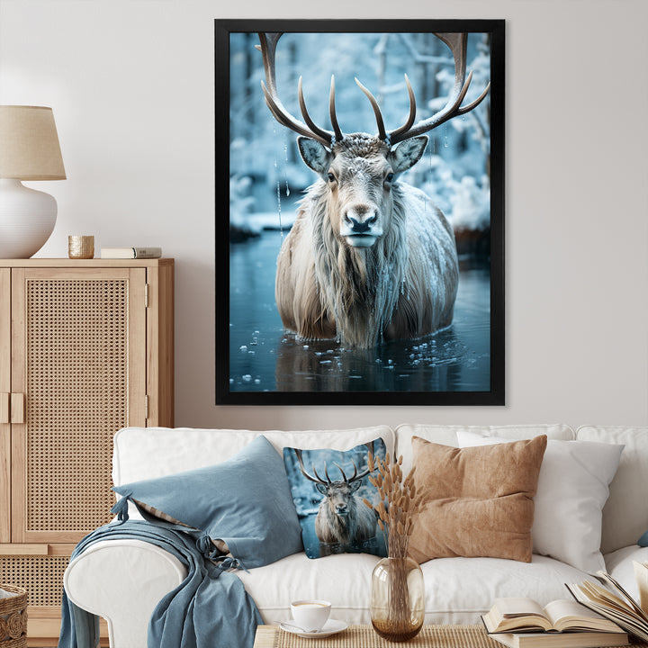 Moose Frozen Majesty - Moose Large Canvas Wall Art
