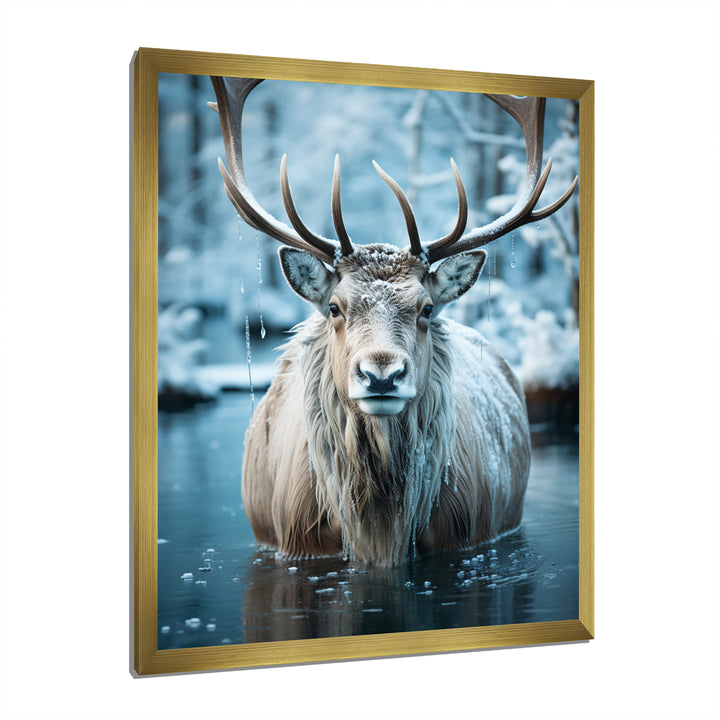 Moose Frozen Majesty - Moose Large Canvas Wall Art