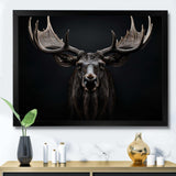 Black White Moose Majestic Monochrome Black And White - Animals Canvas Wall Art