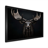 Black White Moose Majestic Monochrome Black And White - Animals Canvas Wall Art