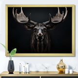 Black White Moose Majestic Monochrome Black And White - Animals Canvas Wall Art