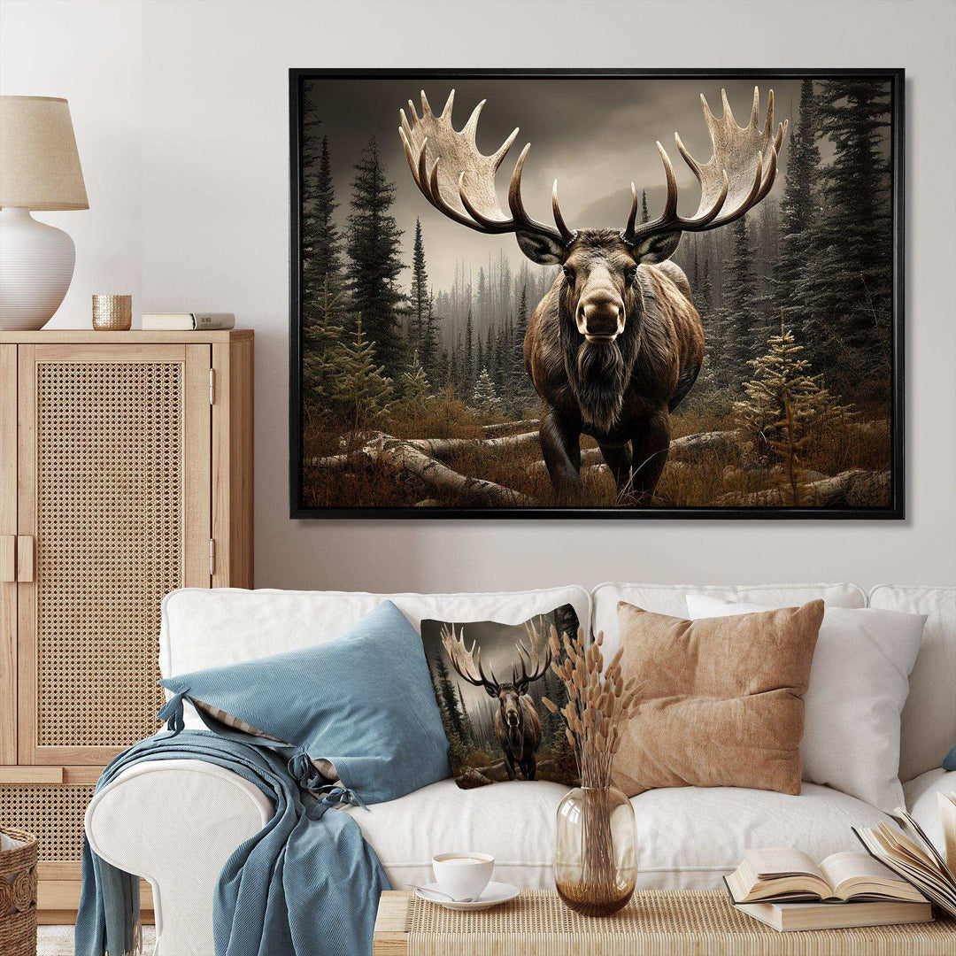 Brown Moose Majestic - Animals Canvas Wall Art