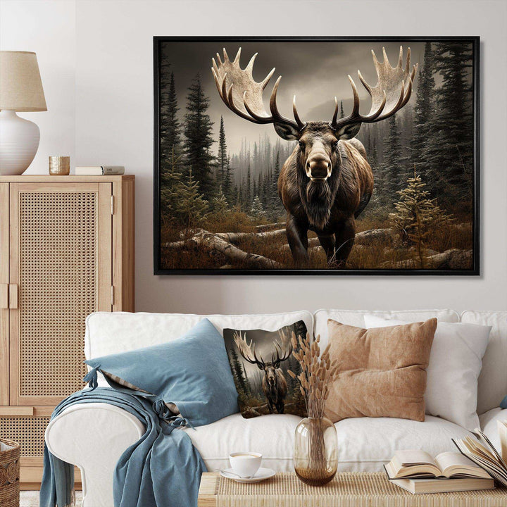 Brown Moose Majestic - Animals Canvas Wall Art