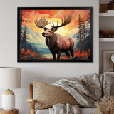 Brown Peach Moose Majestic Geometric - Moose Canvas Wall Art