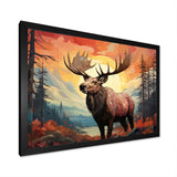 Brown Peach Moose Majestic Geometric - Moose Canvas Wall Art