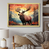 Brown Peach Moose Majestic Geometric - Moose Canvas Wall Art