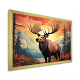 Brown Peach Moose Majestic Geometric - Moose Canvas Wall Art