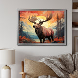 Brown Peach Moose Majestic Geometric - Moose Canvas Wall Art