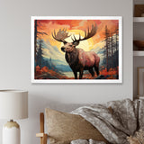 Brown Peach Moose Majestic Geometric - Moose Canvas Wall Art