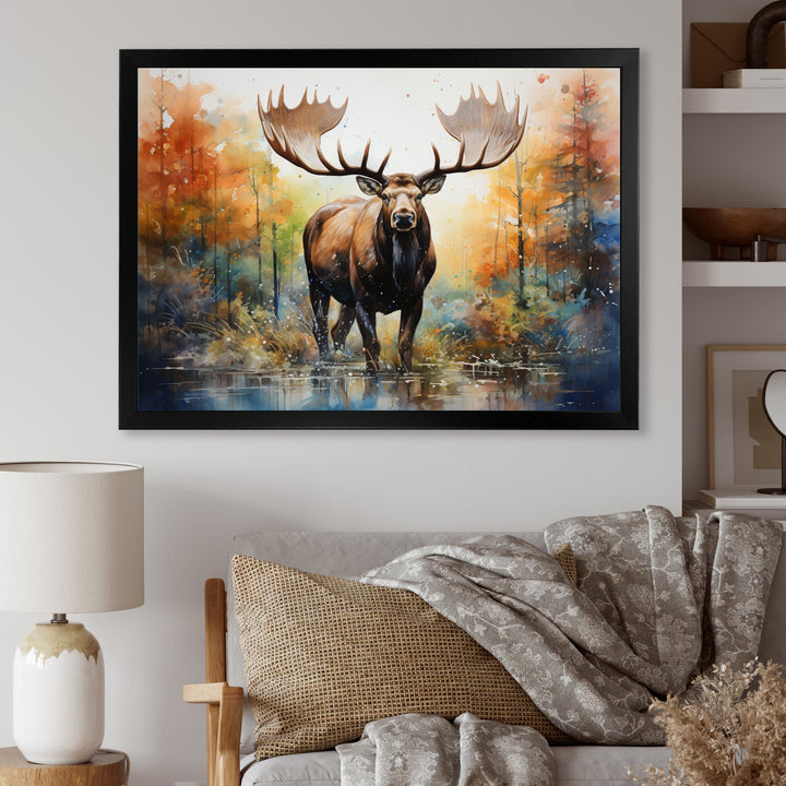 Colorful Moose Majestic Pointillism - Moose Wall Decor