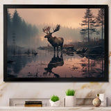 Brown Peach Moose Misty Morning - Moose Wall Art Prints