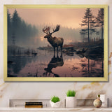 Brown Peach Moose Misty Morning - Moose Wall Art Prints