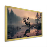 Brown Peach Moose Misty Morning - Moose Wall Art Prints