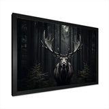 Black White Moose Monochrome - Animals Canvas Wall Art