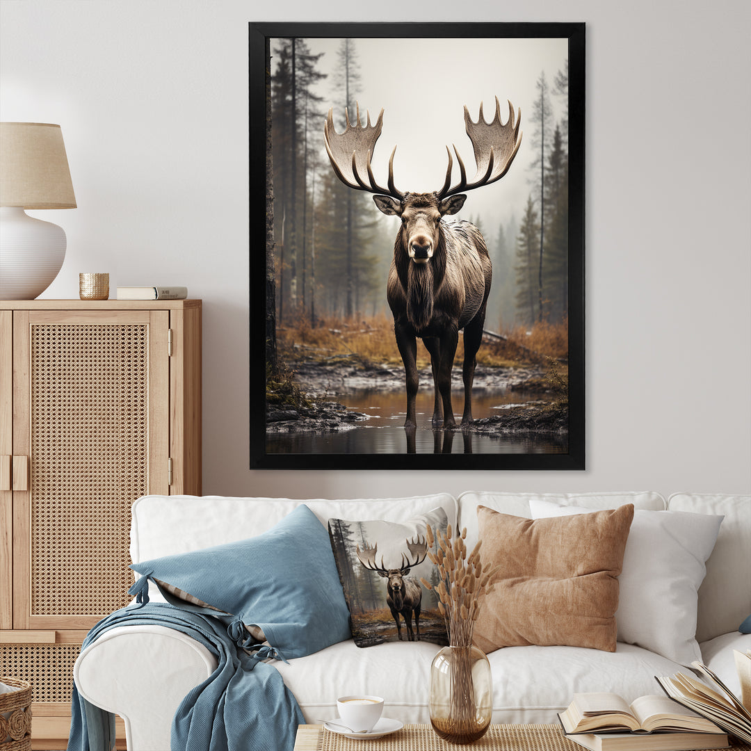 Brown Moose Monochrome Sands - Moose Wall Art Prints