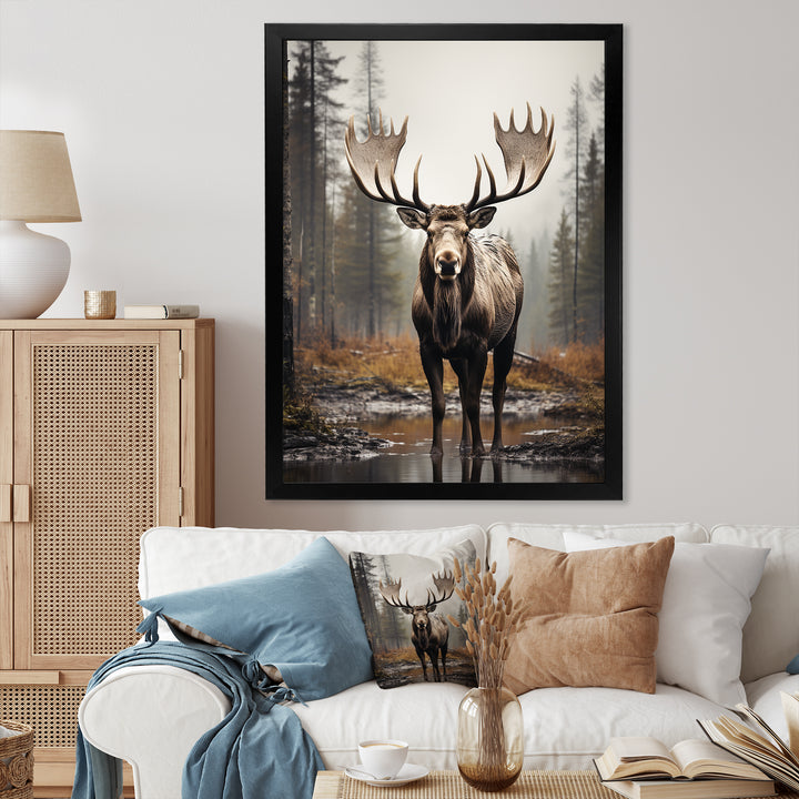 Brown Moose Monochrome Sands - Moose Wall Art Prints