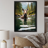 Brown Green Moose Oceanic Serenity - Brown Moose Wall Art