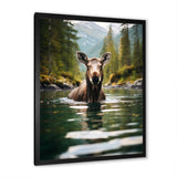 Brown Green Moose Oceanic Serenity - Brown Moose Wall Art