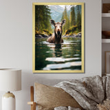 Brown Green Moose Oceanic Serenity - Brown Moose Wall Art
