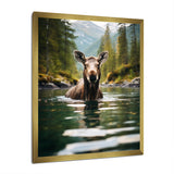 Brown Green Moose Oceanic Serenity - Brown Moose Wall Art