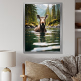 Brown Green Moose Oceanic Serenity - Brown Moose Wall Art