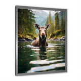 Brown Green Moose Oceanic Serenity - Brown Moose Wall Art