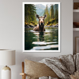 Brown Green Moose Oceanic Serenity - Brown Moose Wall Art