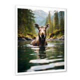 Brown Green Moose Oceanic Serenity - Brown Moose Wall Art